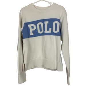 Polo Ralph Lauren RL Sweater Stripe chest logo 100% cotton girls M 8